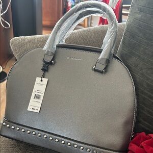 BCBGMaxAzria Silver Studded Satchel